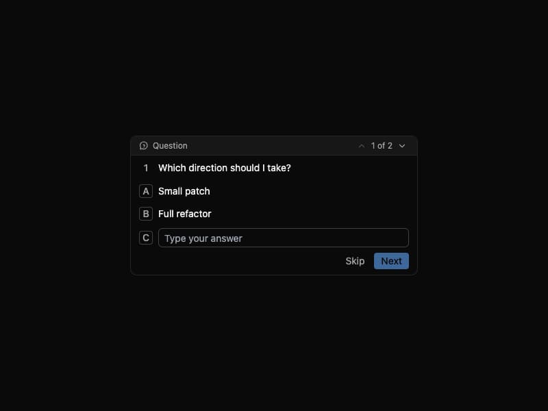 Question Tool preview