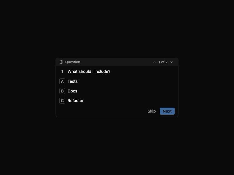 Question Tool preview