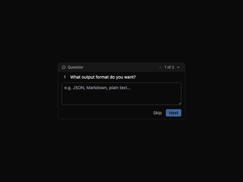 Question Tool preview