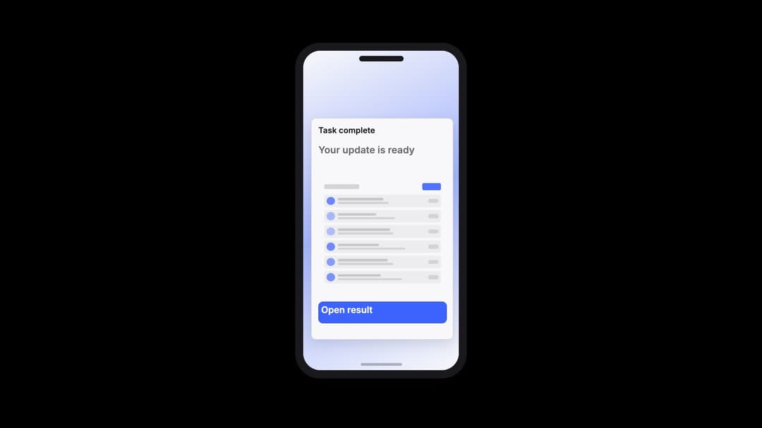 Notification expands into task preview