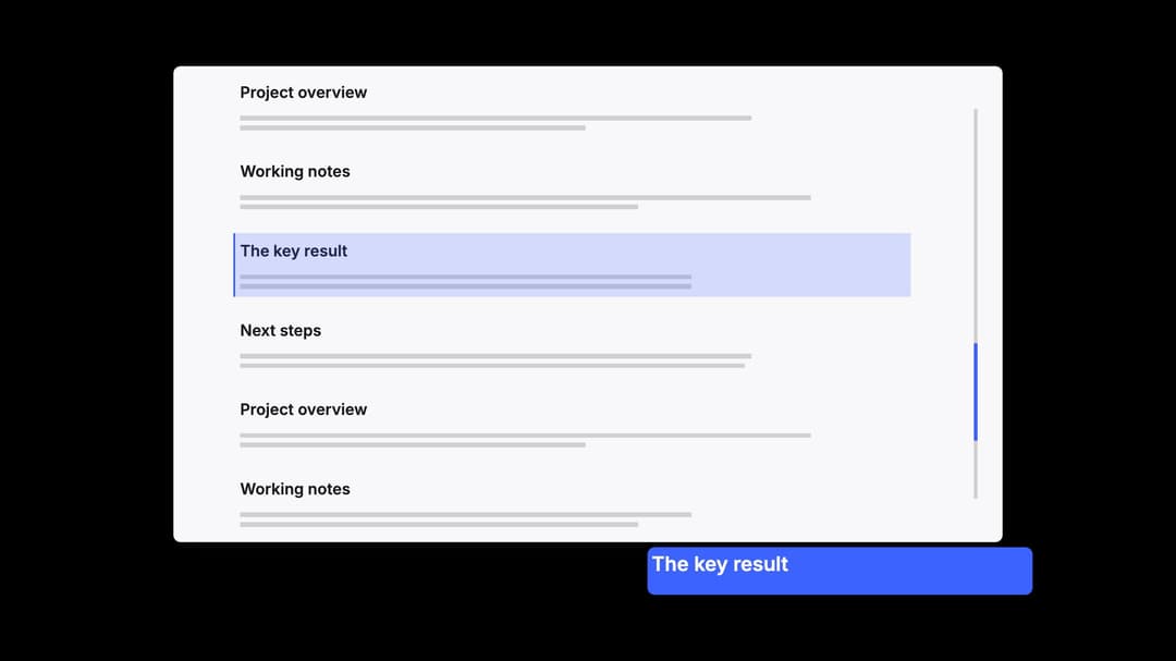 Scrollable evidence anchor preview