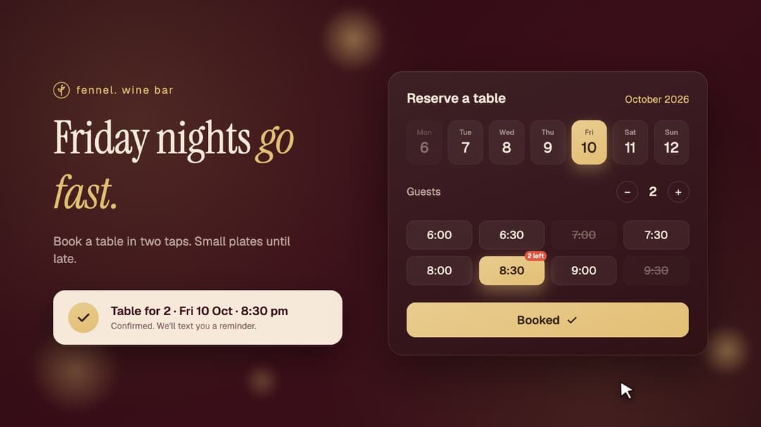 Table Booking Slots preview