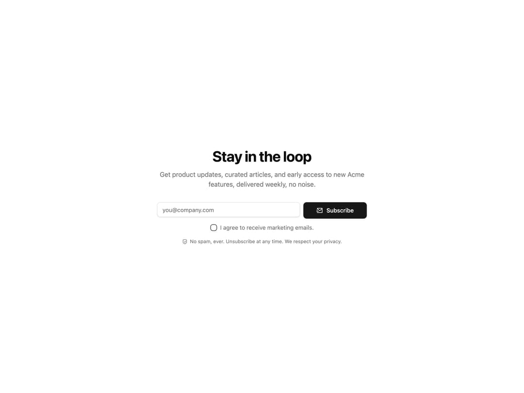 Newsletter Signup preview