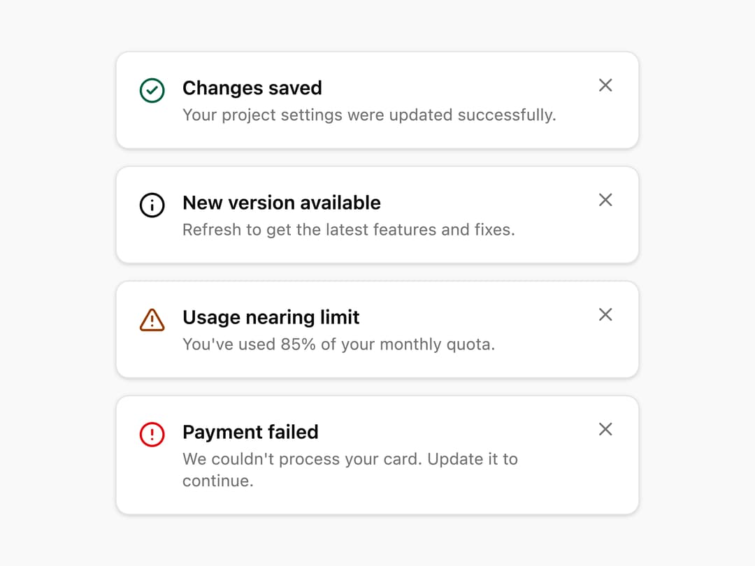 Dismissible Alert Stack preview