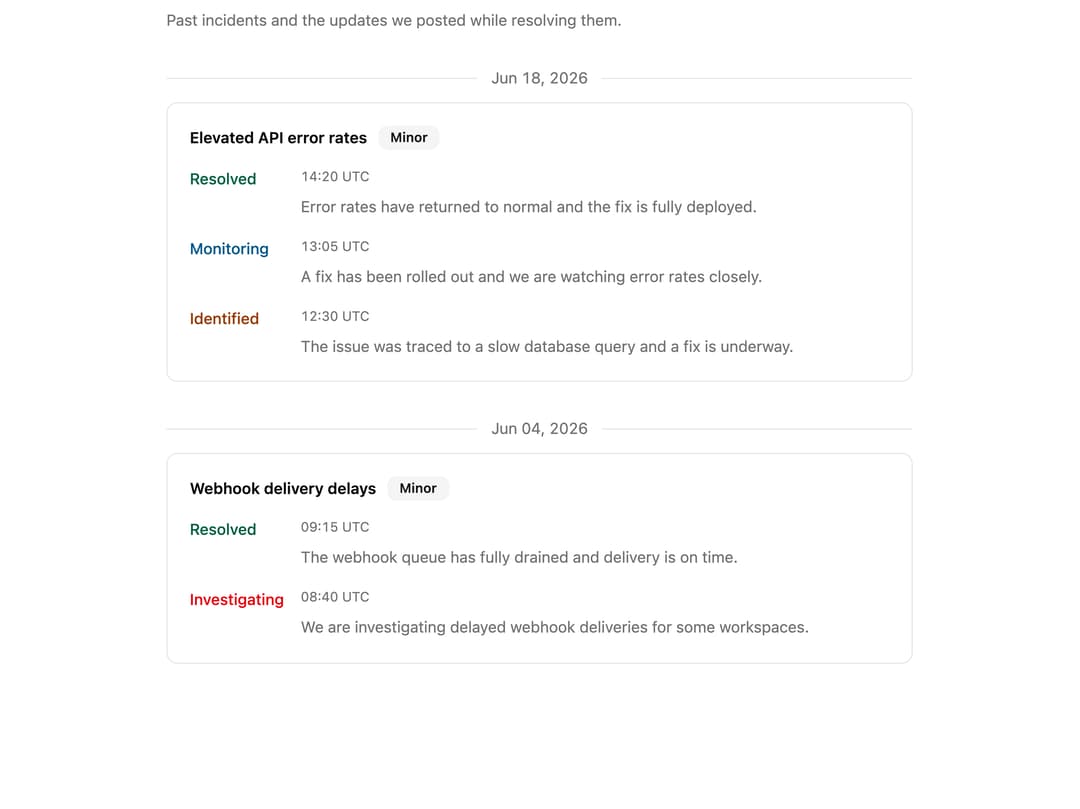 Incident History Feed preview