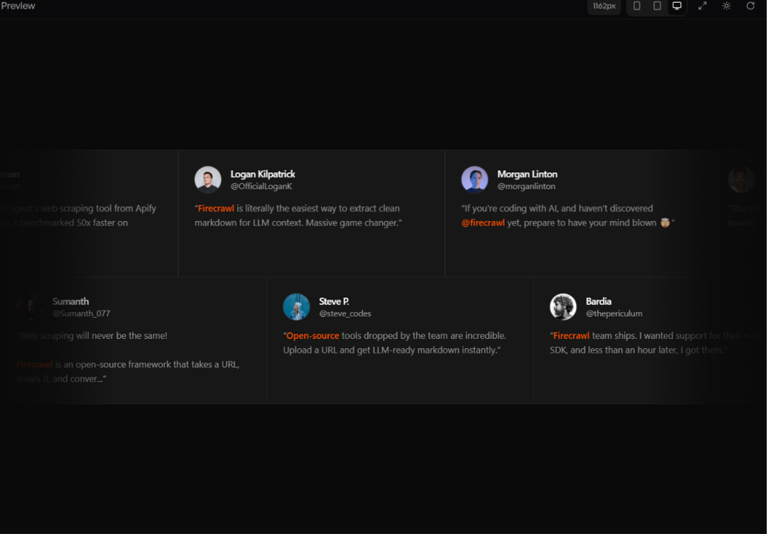 Grid Testimonials Marquee preview