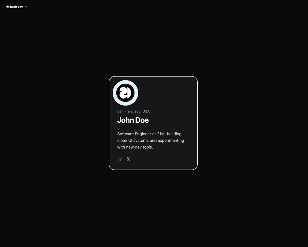 Animated Profile Card preview