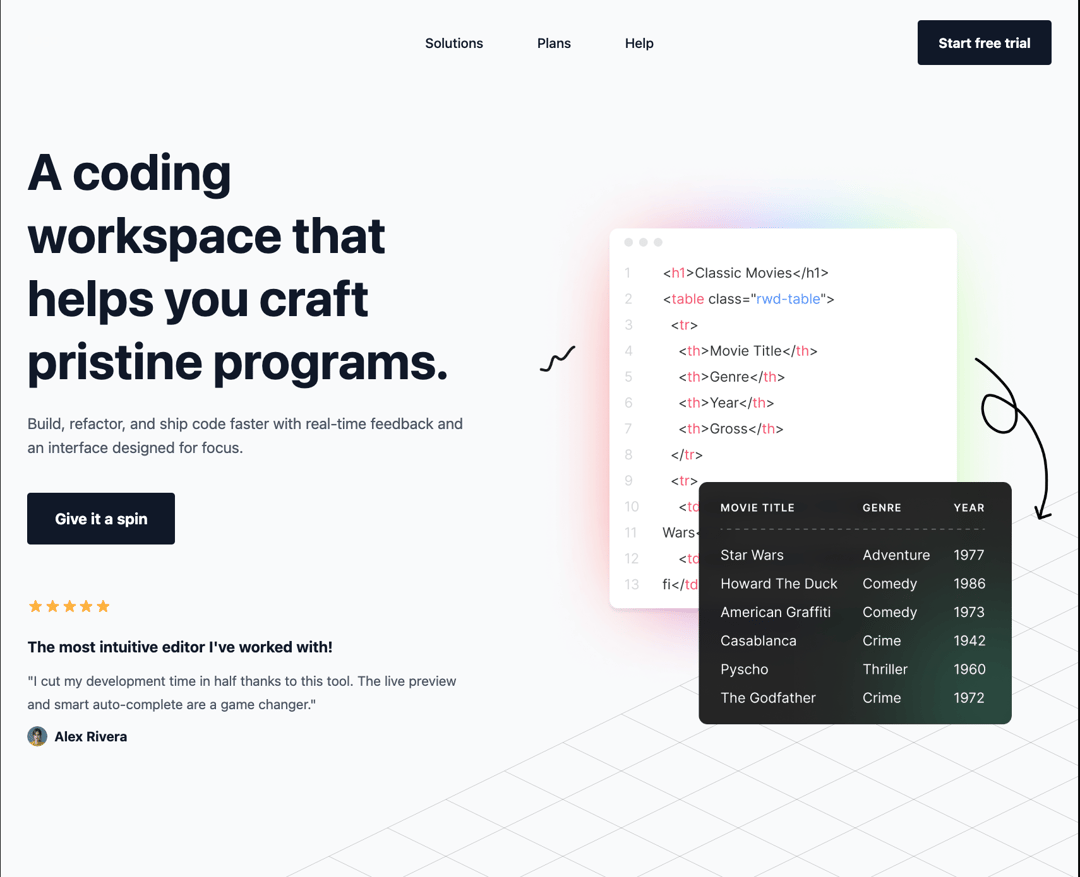Code Editor Landing Hero preview