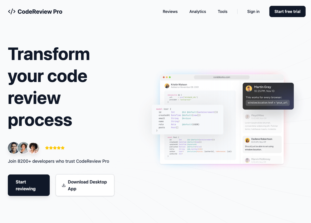 Code Feedback Hero Section preview