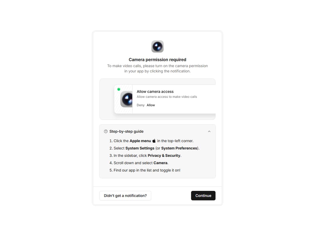 Camera Permission Request Card preview