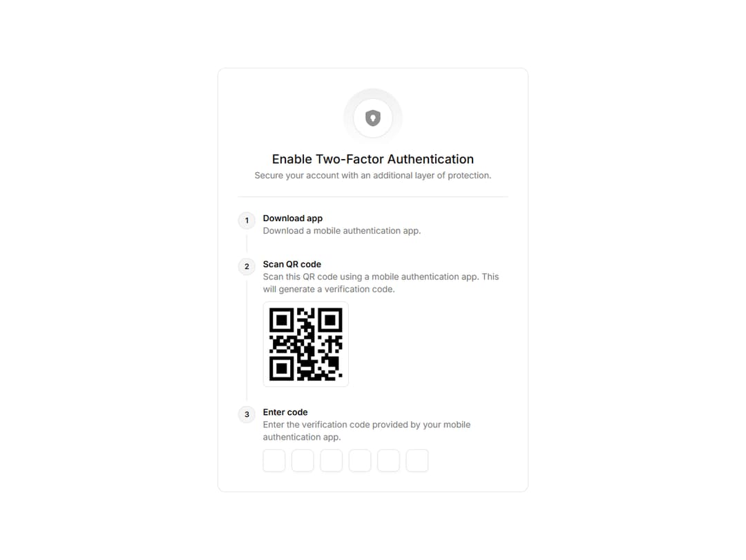 Enable 2FA Card preview