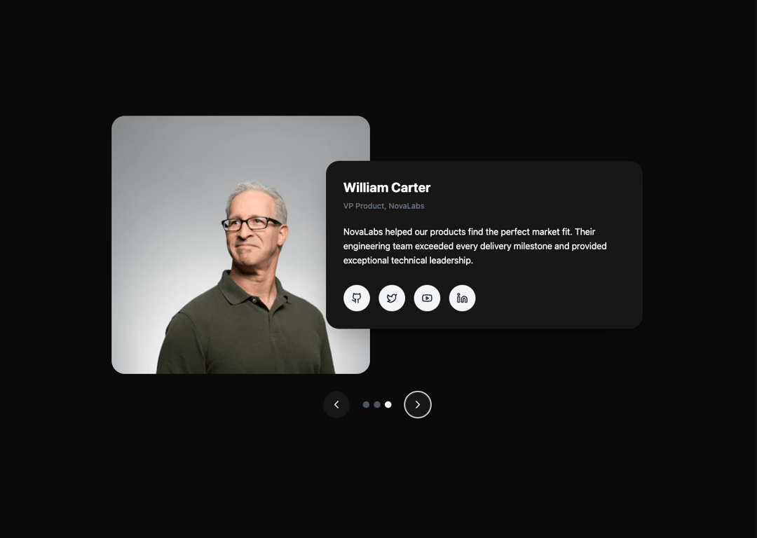 Profile Card Testimonial Carousel preview