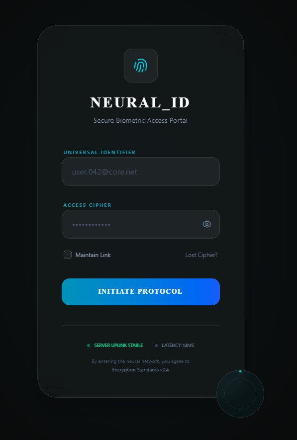 Futuristic login form preview