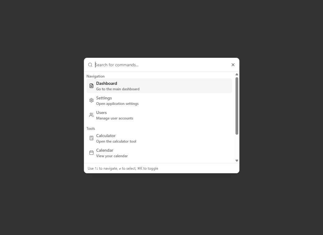 Search Command Dialog preview