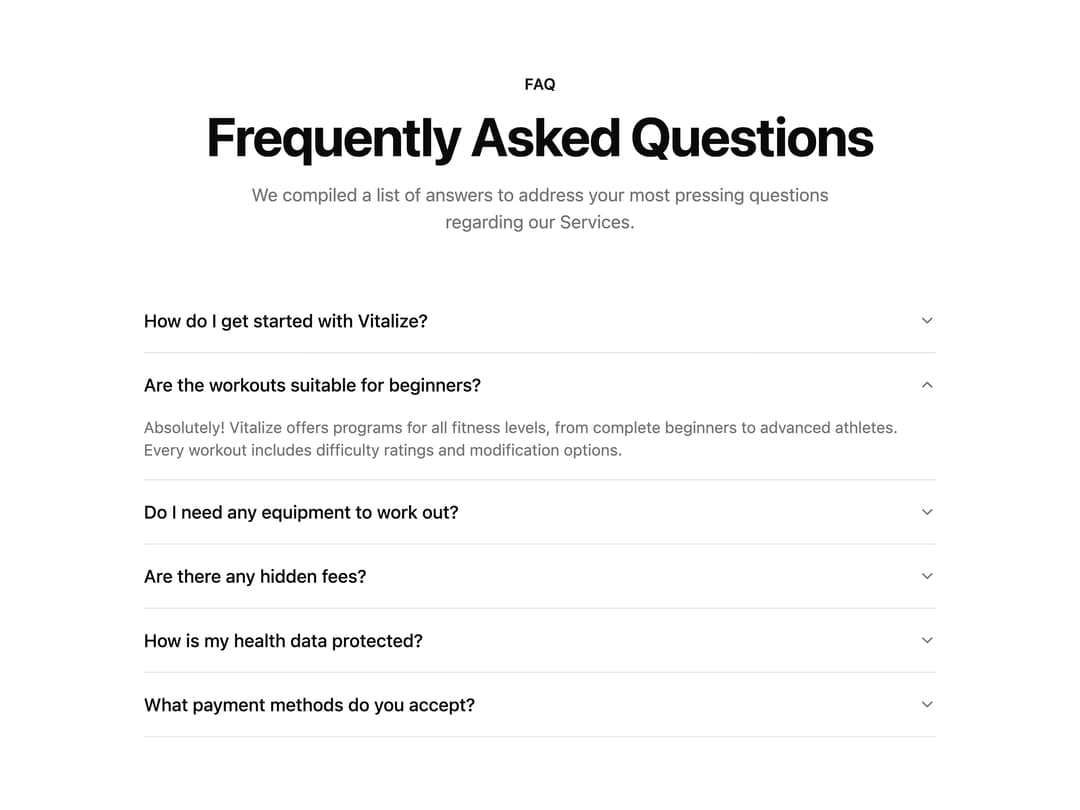 FAQ Accordion Section preview