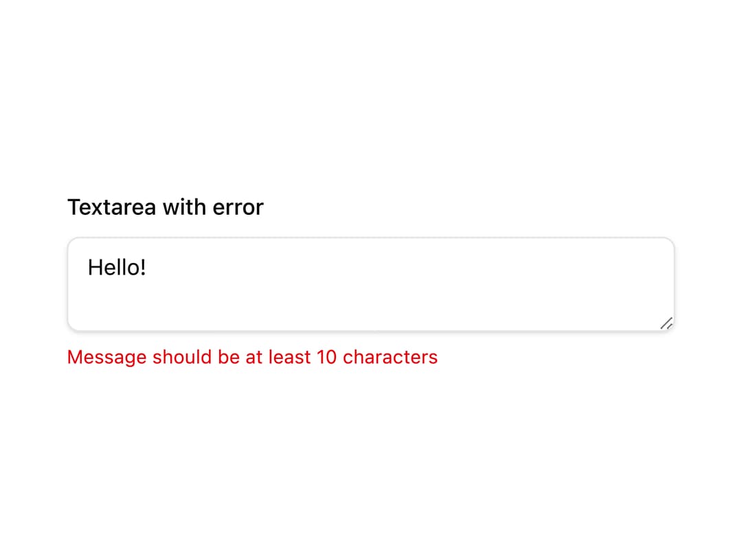 Textarea with Error preview