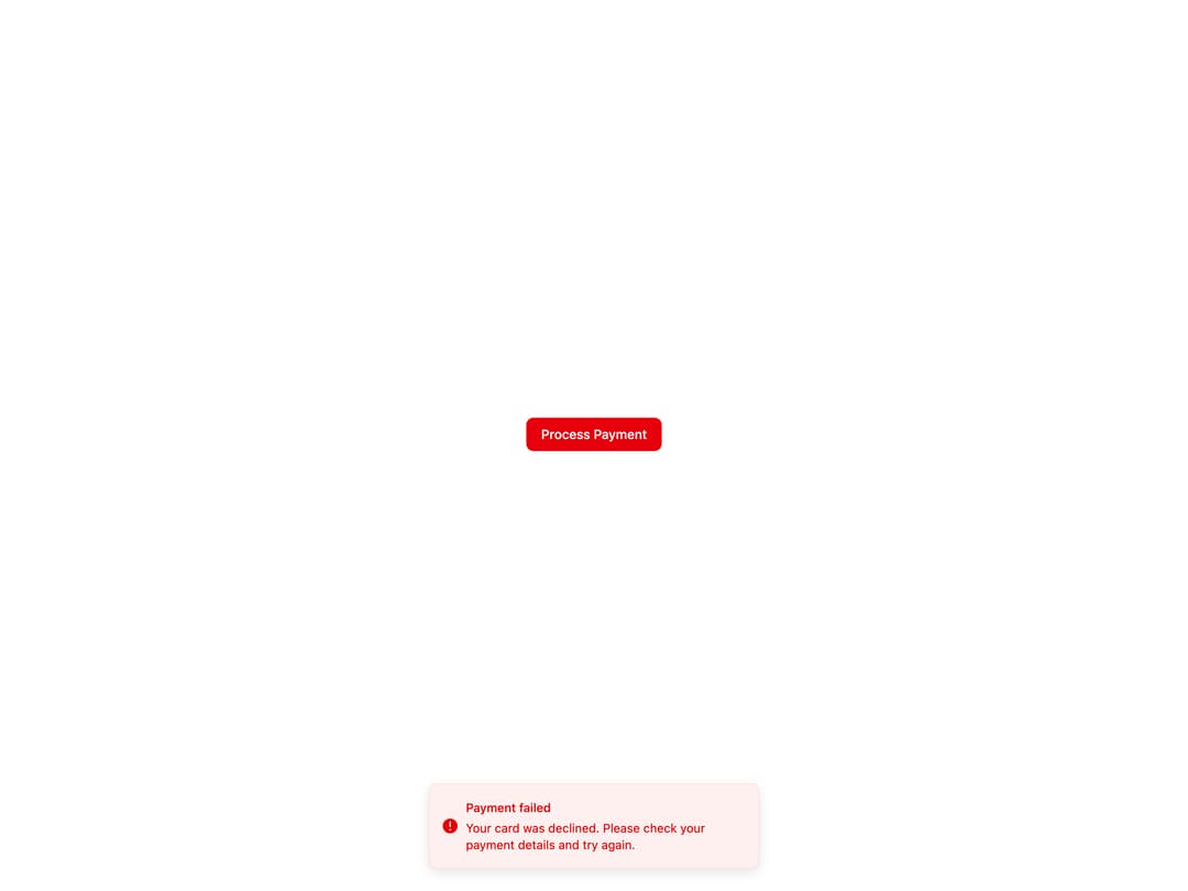 Payment Error Toast preview