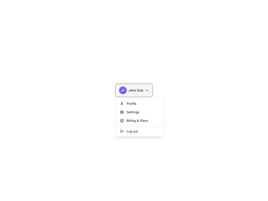 User Menu Dropdown preview