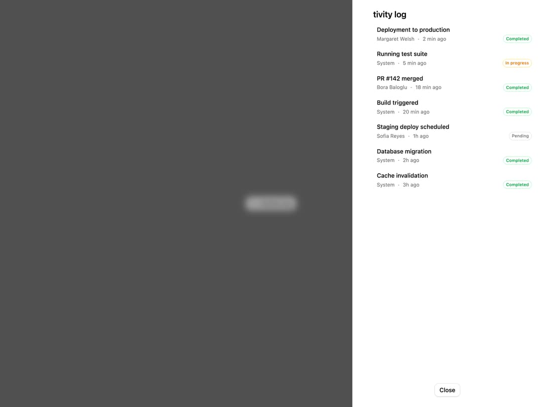 Activity Log Drawer preview