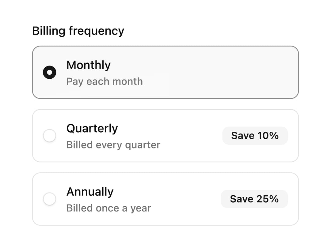 Billing Frequency Radio Group preview