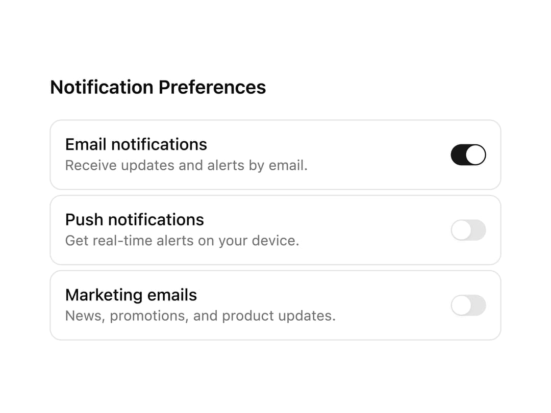Notification Preferences Fieldset preview