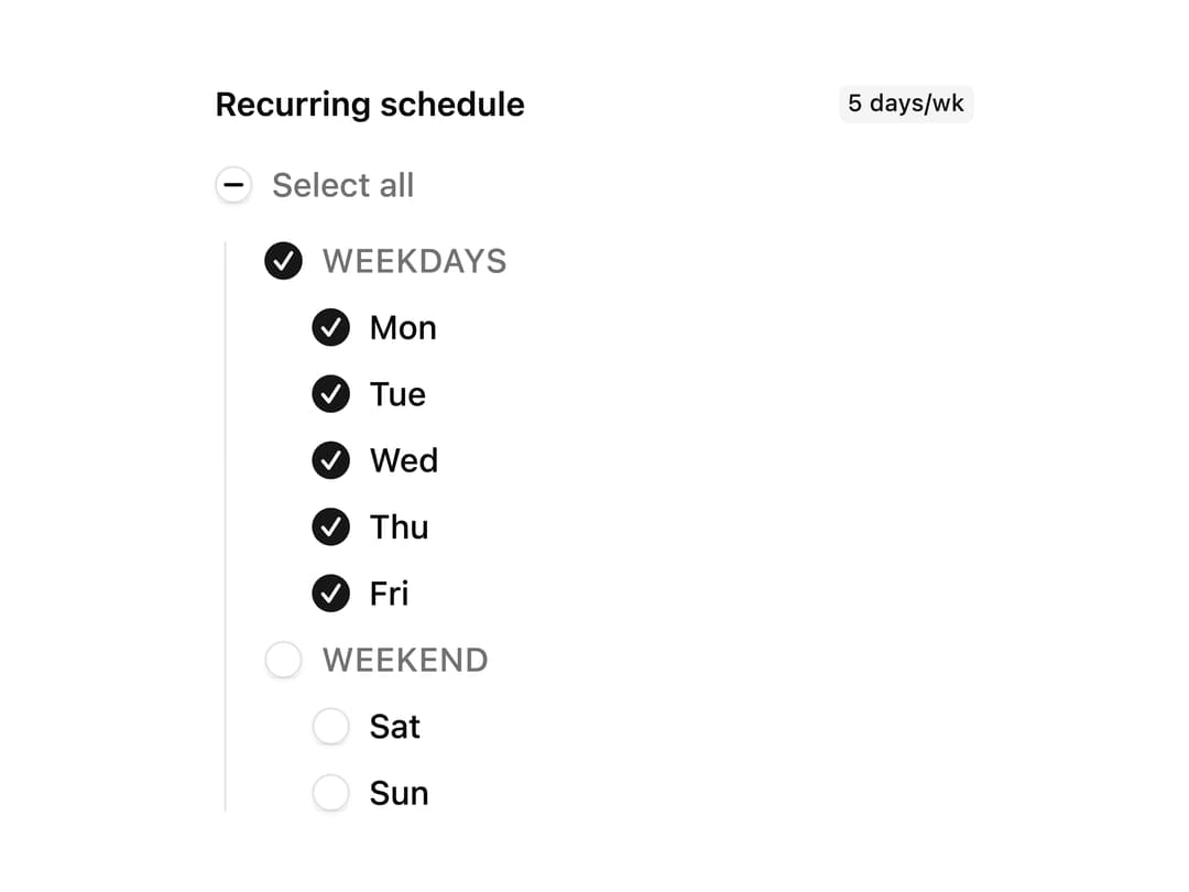 Recurring Schedule Picker preview