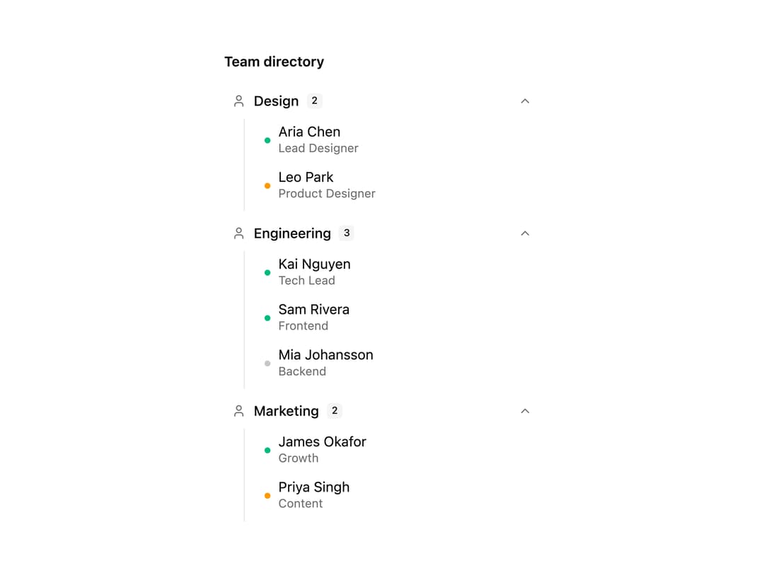 Team Directory Collapsible preview
