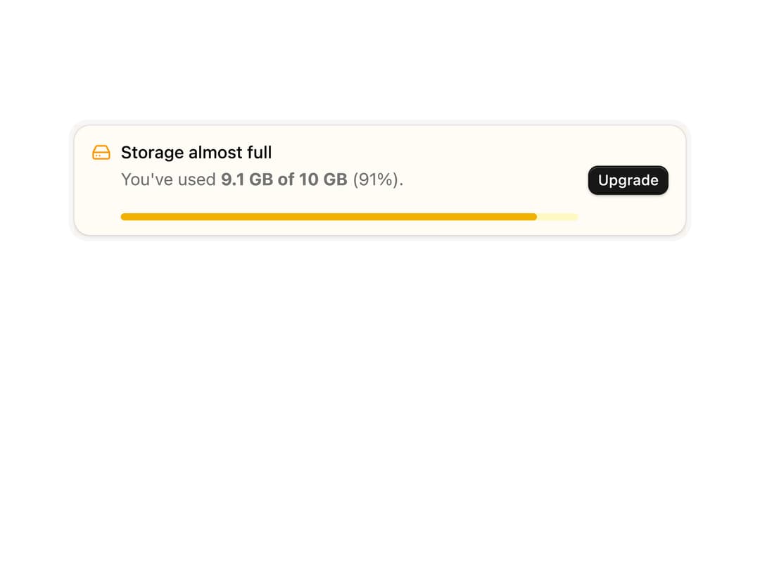 Storage Limit Alert preview