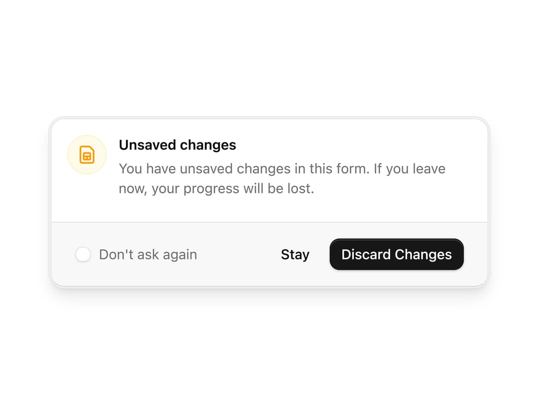 Unsaved Changes Alert Dialog preview