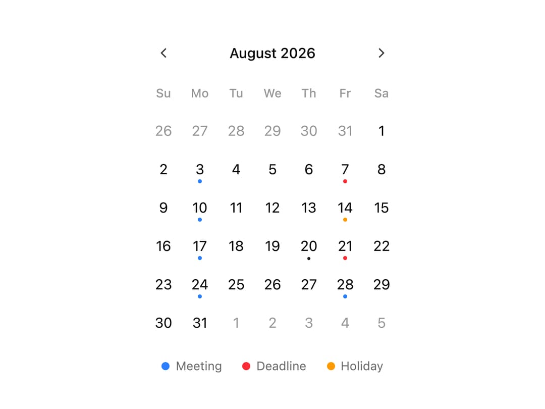 Calendar with Event Indicators preview