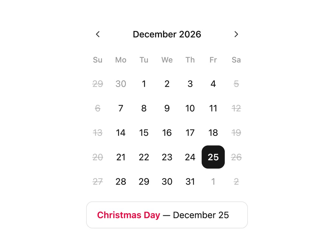 Calendar with Holidays preview