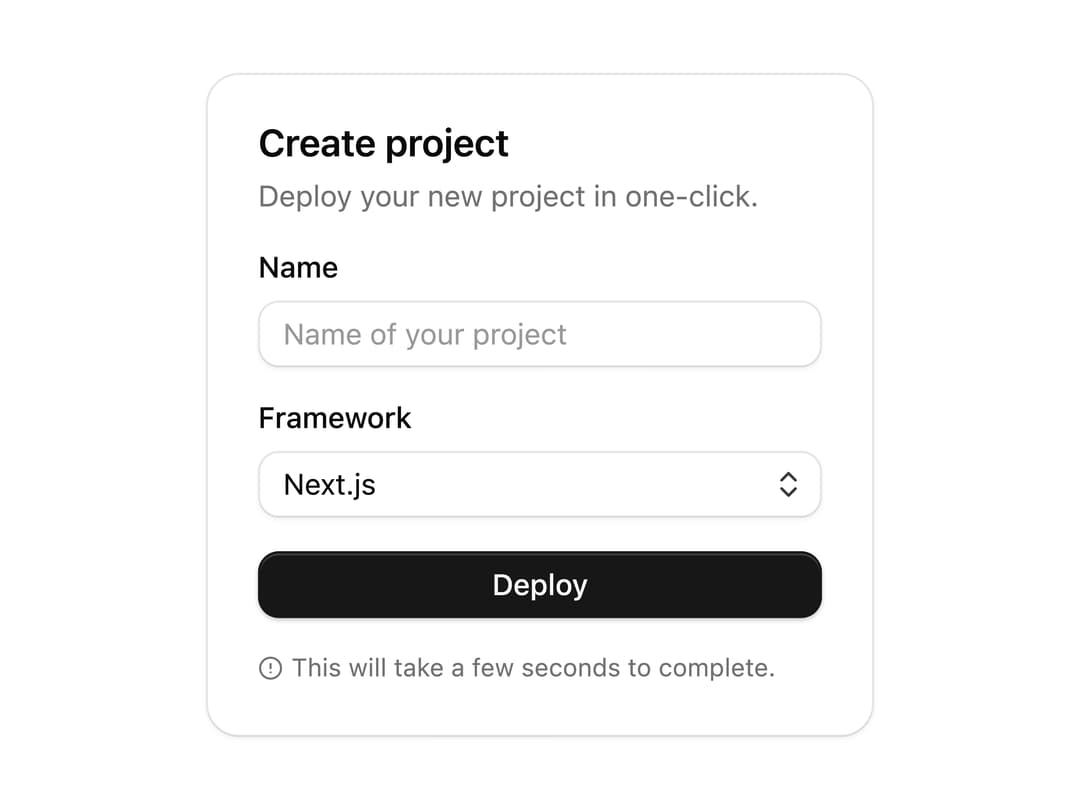 Create Project Card preview