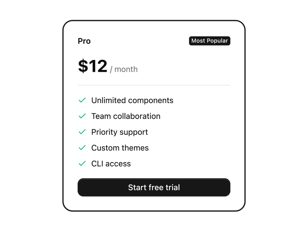 Pricing Plan Card preview