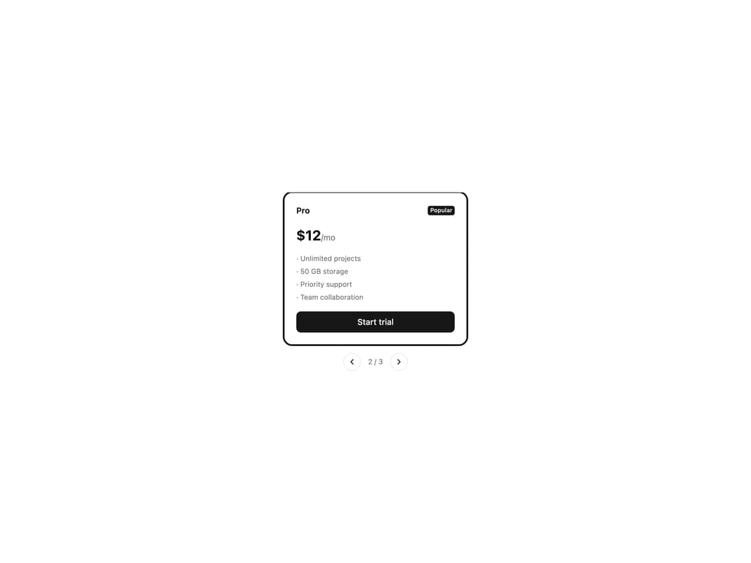 Pricing Plan Carousel preview
