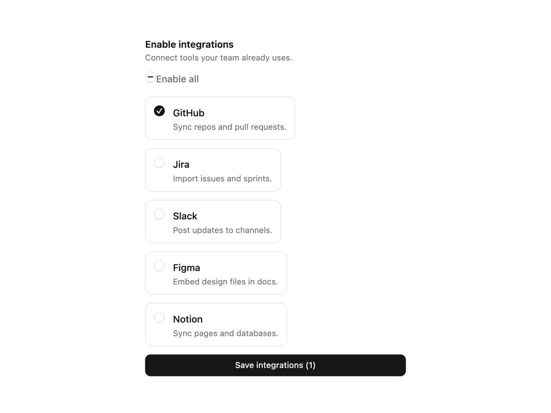 Integration Enable Checkbox List preview