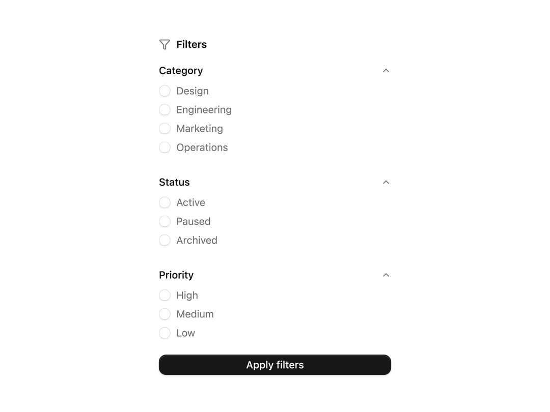 Collapsible Filter Panel preview