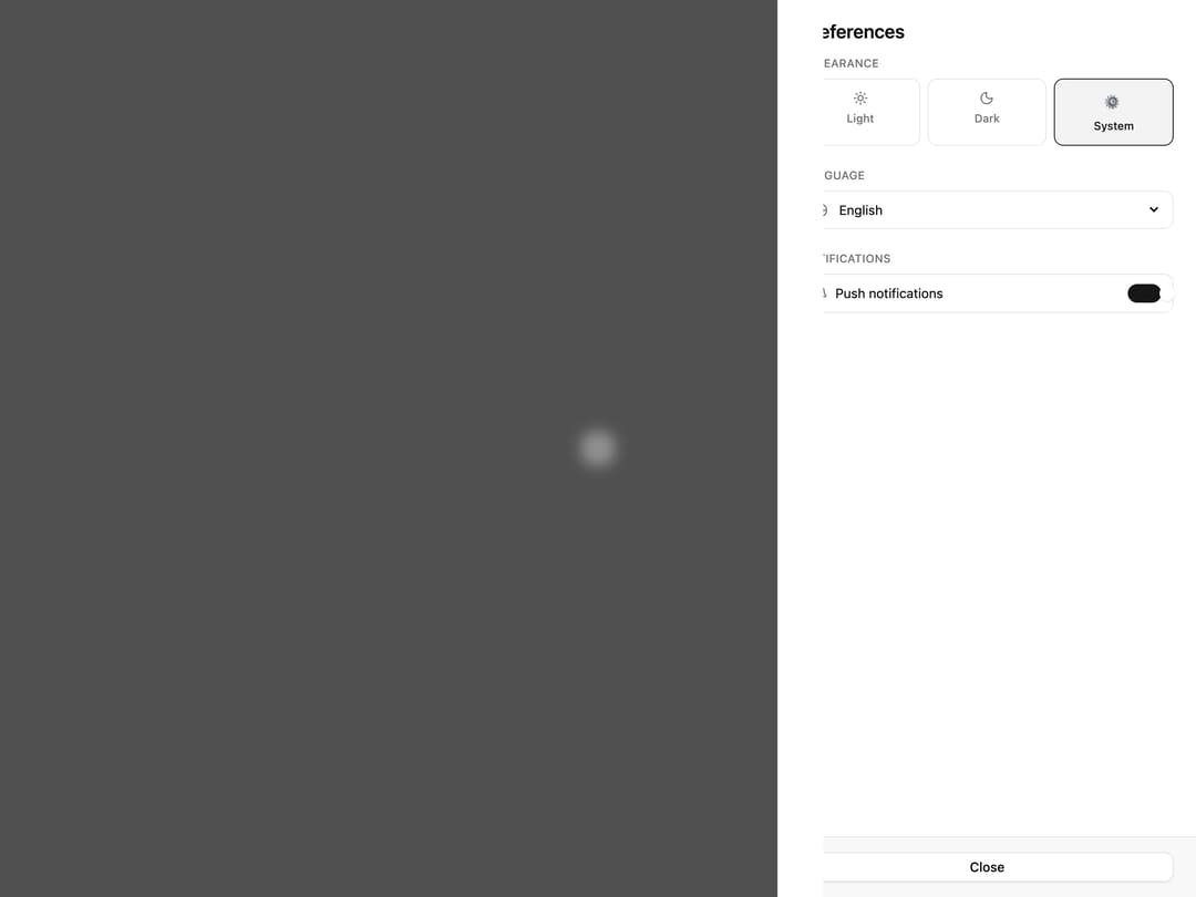 Preferences Drawer preview