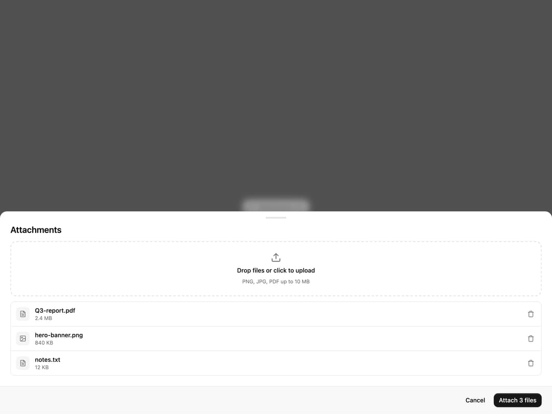 File Attachments Drawer preview