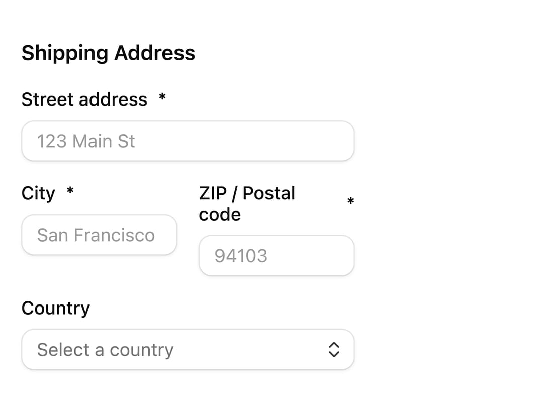 Shipping Address Fieldset preview
