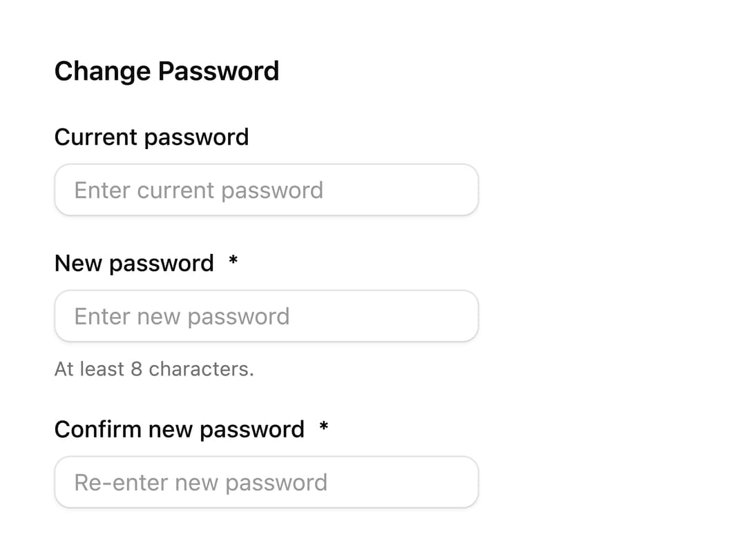 Change Password Fieldset preview