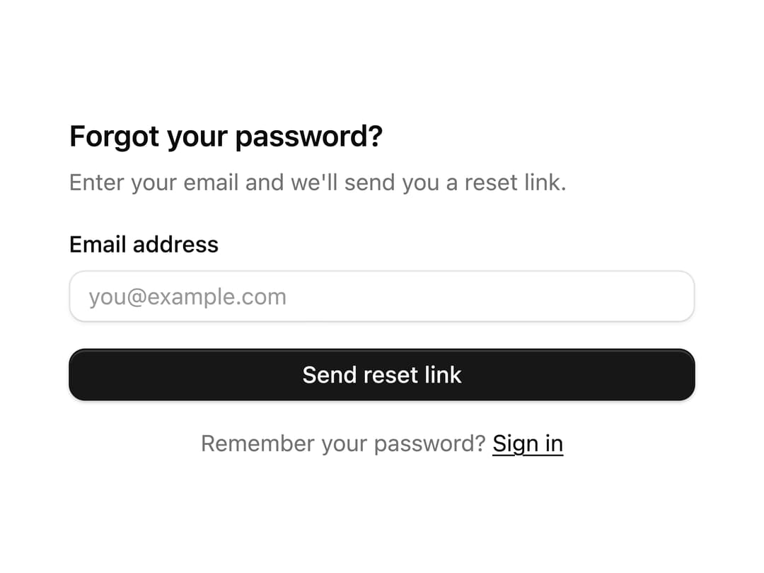 Forgot Password Form preview