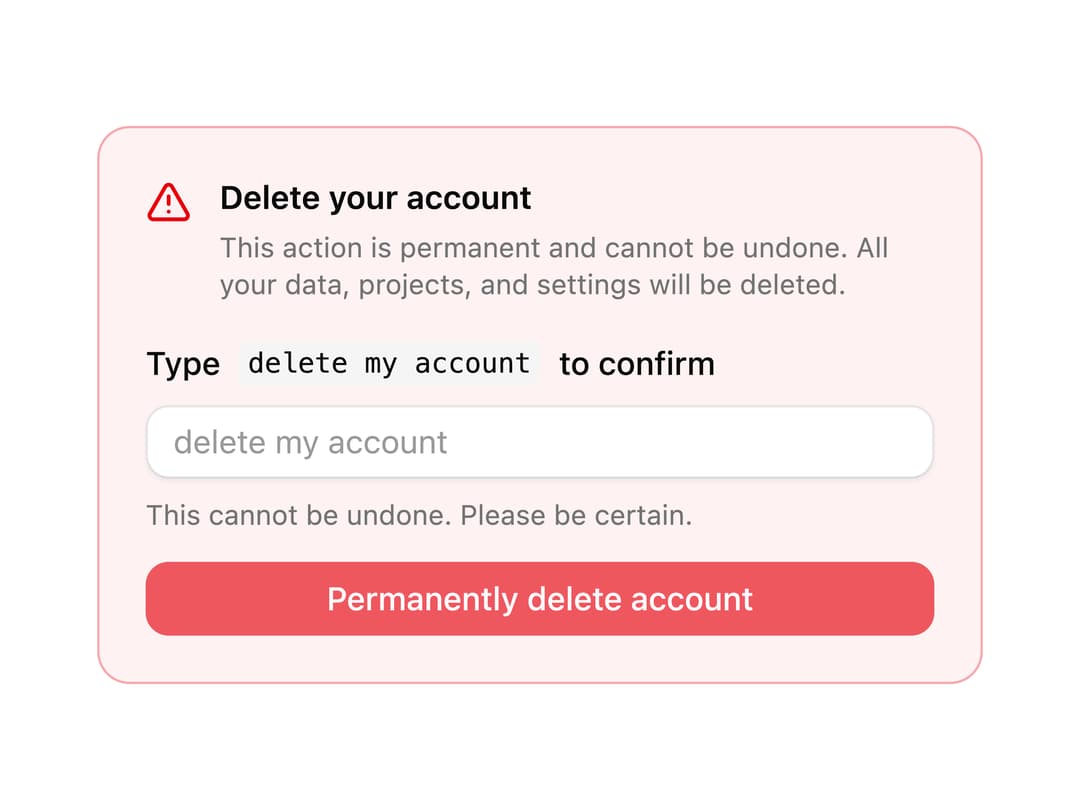 Delete Account Form preview