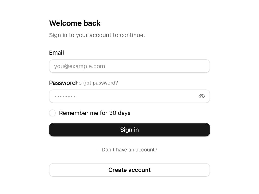Sign In Form preview