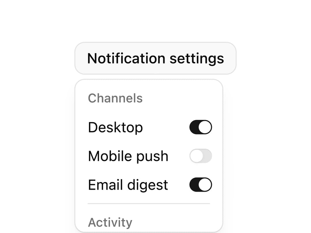 Notification Settings Menu preview