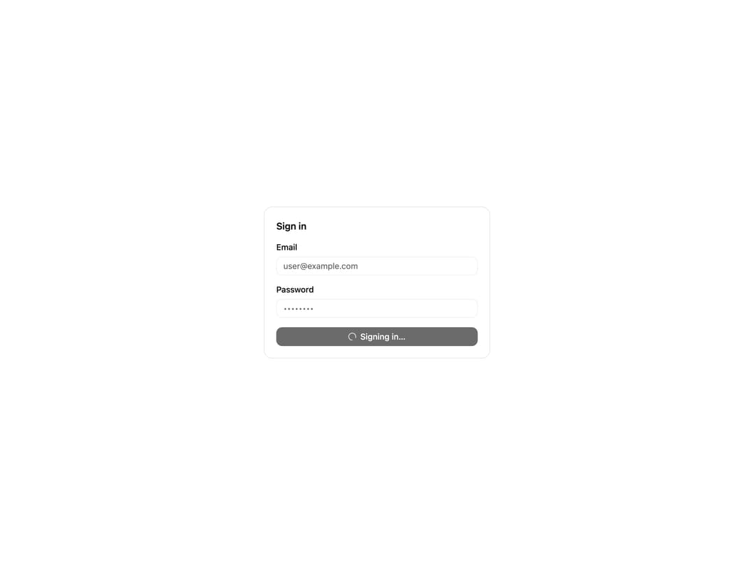 Auth Form with Spinner preview