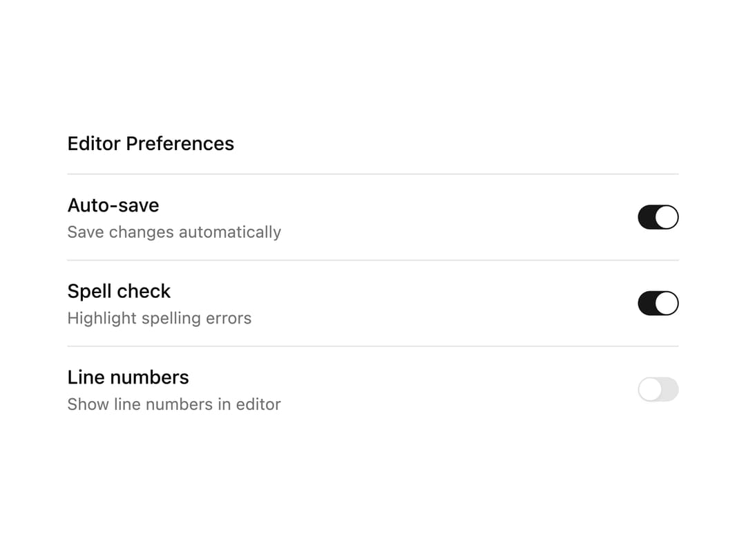 Switch Settings Table preview