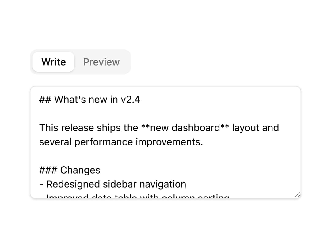 Markdown Write & Preview Textarea preview