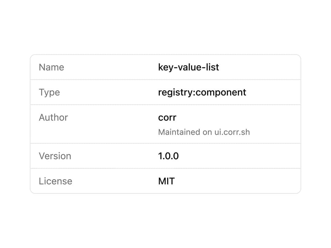 Key Value List preview