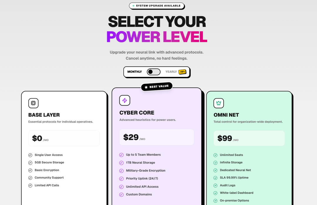 Pricing Section preview
