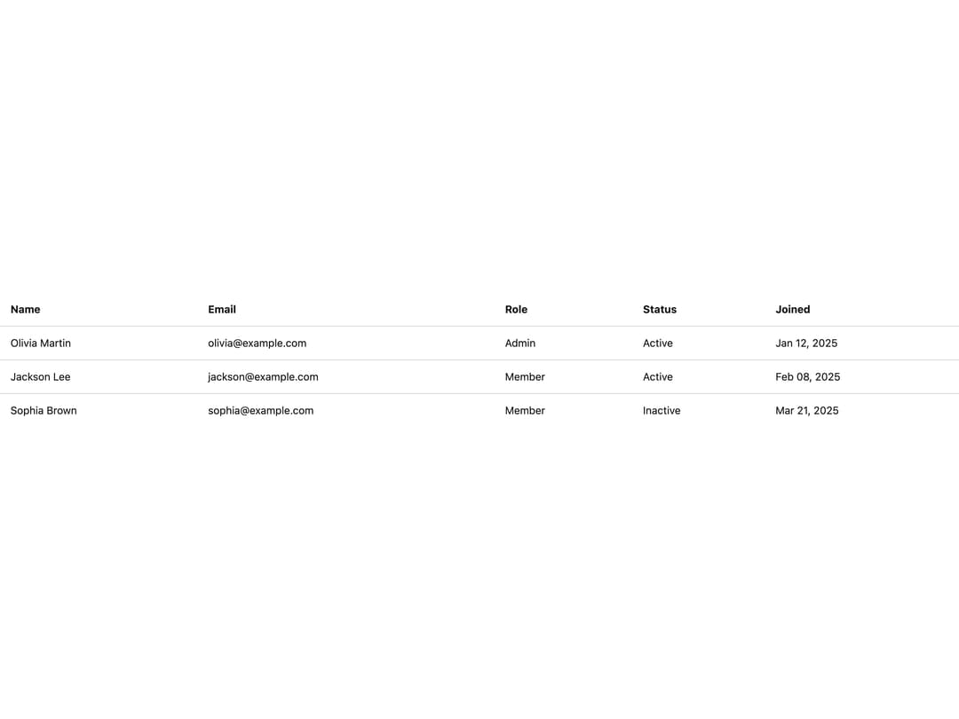 Table preview